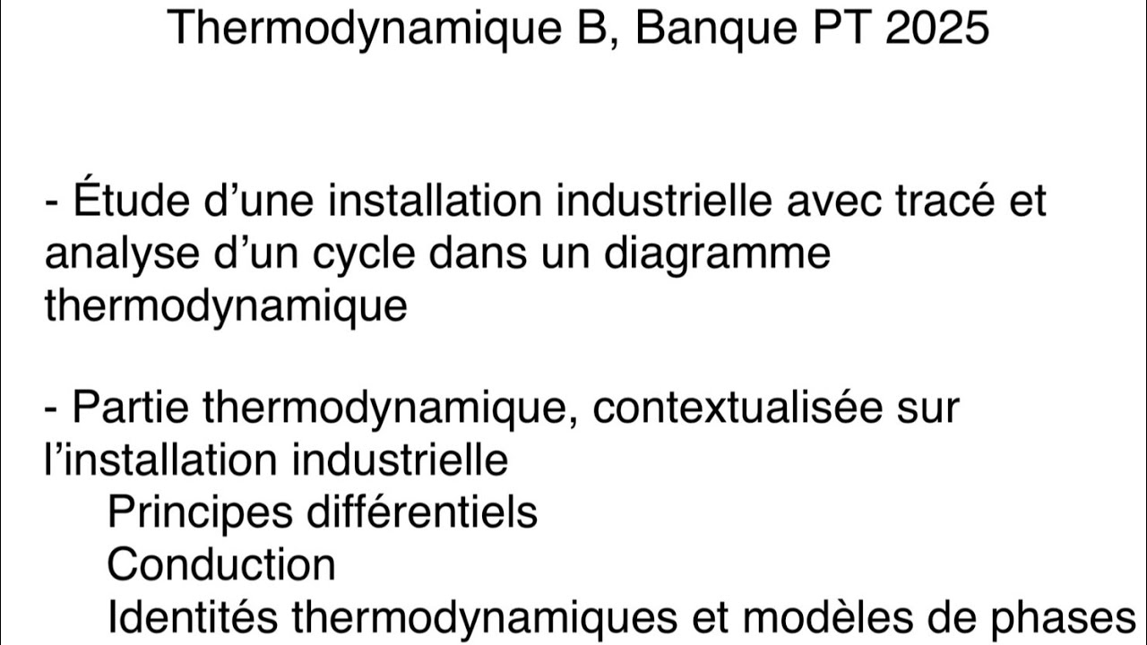 Thermodynamique B, Banque PT 2025 : Découverte du sujet