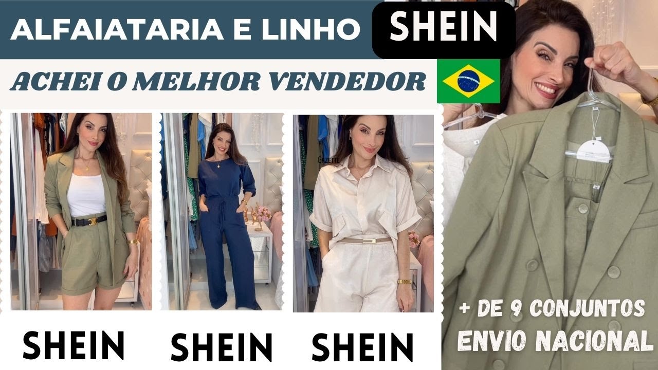 Comprinhas de looks premium na SHEIN ENVIO NACIONAL: conjuntos elegantes em linho, viscose e algodão
