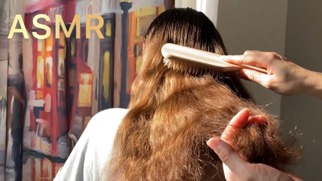 ASMR Hair Brushing | Relaxing Sunlight Hair Play & Combing | Gentle Ponytail | No Talking 