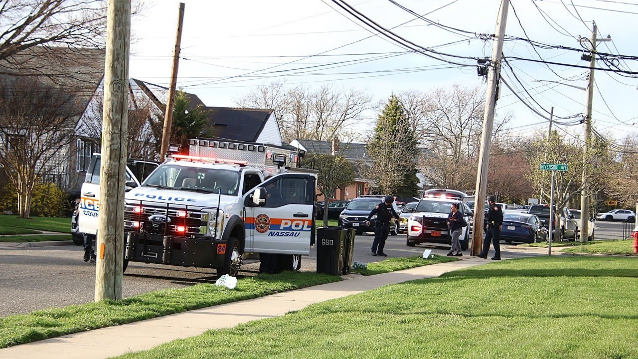 Nassau County Police operating at a barricaded subject in Baldwin New York