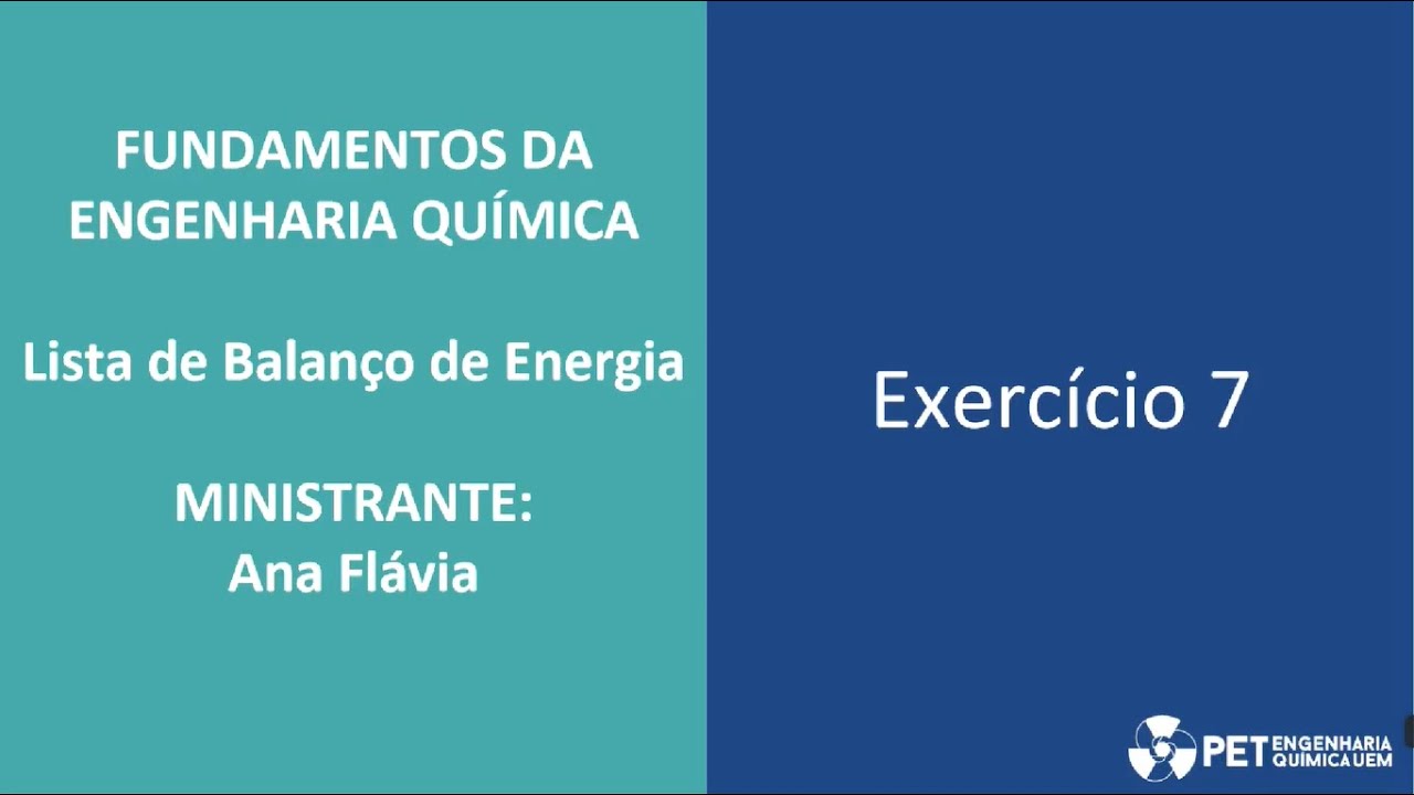 Lista de exercícios - Balanço de Energia com Reação Química - Exercício 07
