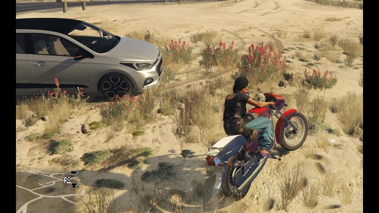 GTA5 - That Indian Crippled Lady in Los Santos again on Hero Honda Splendor