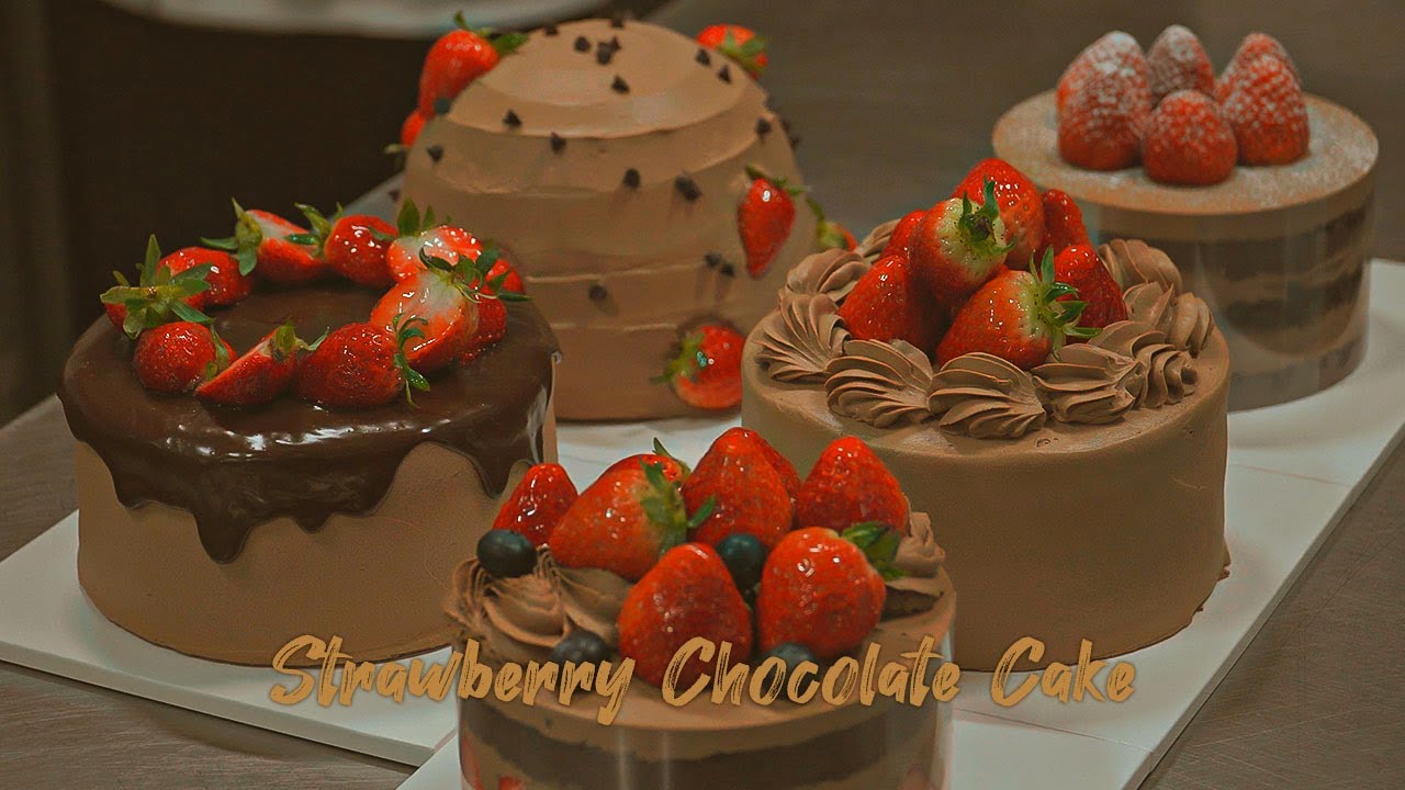 베이커리 공장에서 직접만드는 딸기 쵸콜릿케이크 Strawberry chocolate cake made by bakery factory