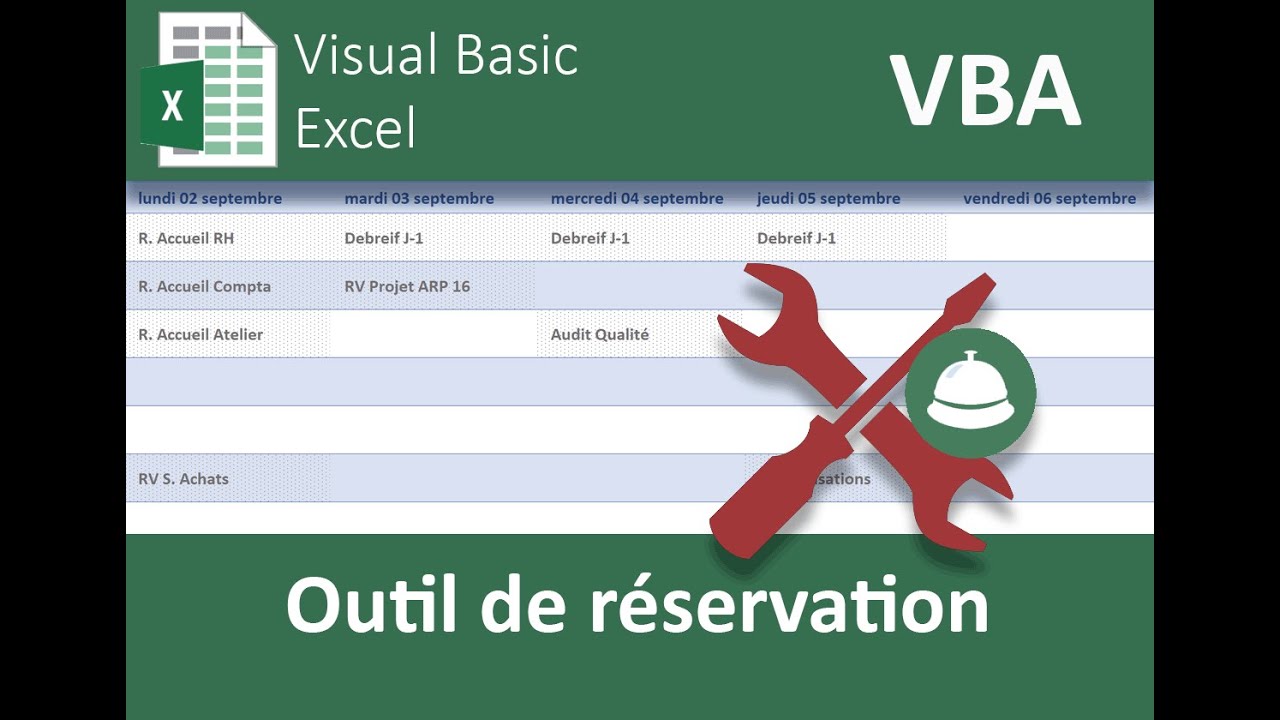 Outil VBA Excel de réservations planifiées