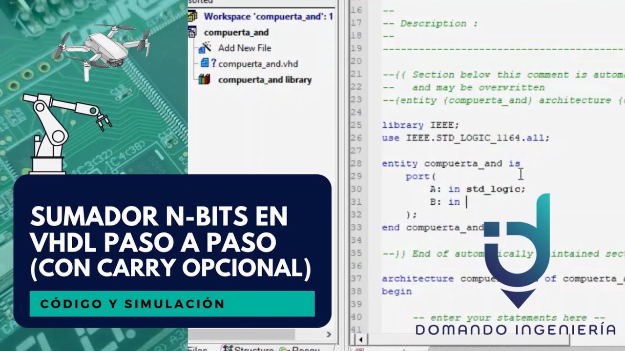 Sumador n-bits VHDL Fácil con Simulación y Explicación Paso a Paso en Active HDL | FPGA CPLD
