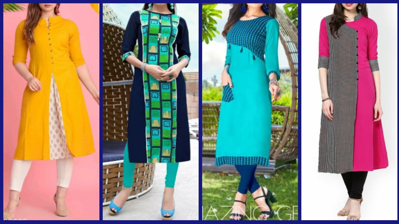 styllish kurti from two fabrics/kurti from leftover fabric/two colour kurti- FASHION JUNKIES