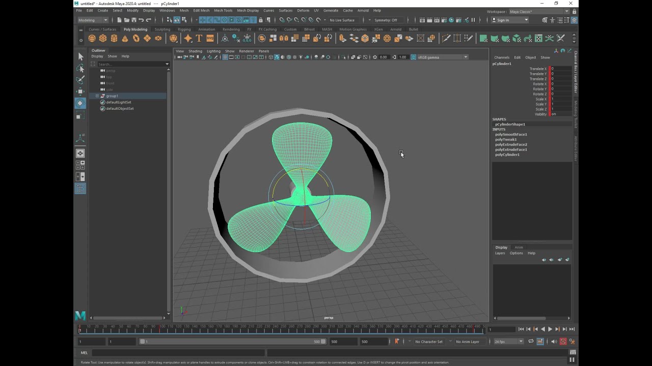 3D Modeling and Animating a Fan/Propeller in Autodesk Maya