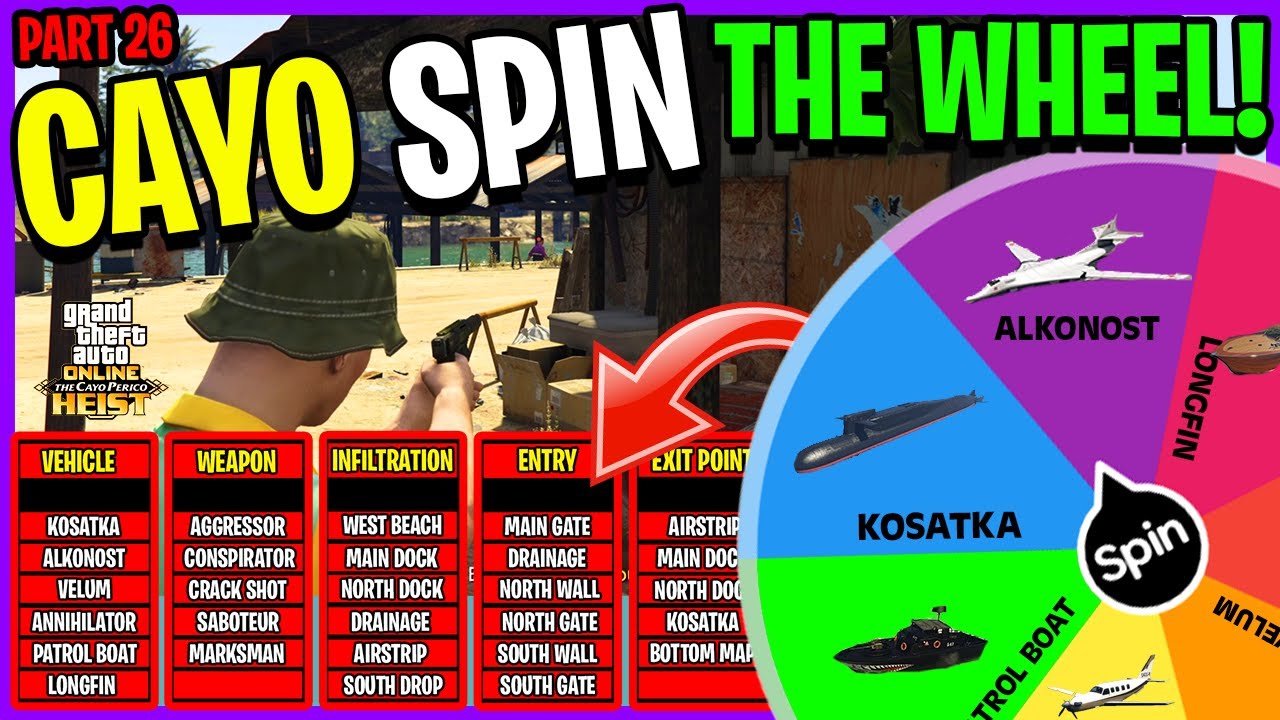 Ограбление Кайо-Перико, но колесо решает, как мы это сделаем — ЧАСТЬ 26 (GTA 5 ONLINE)