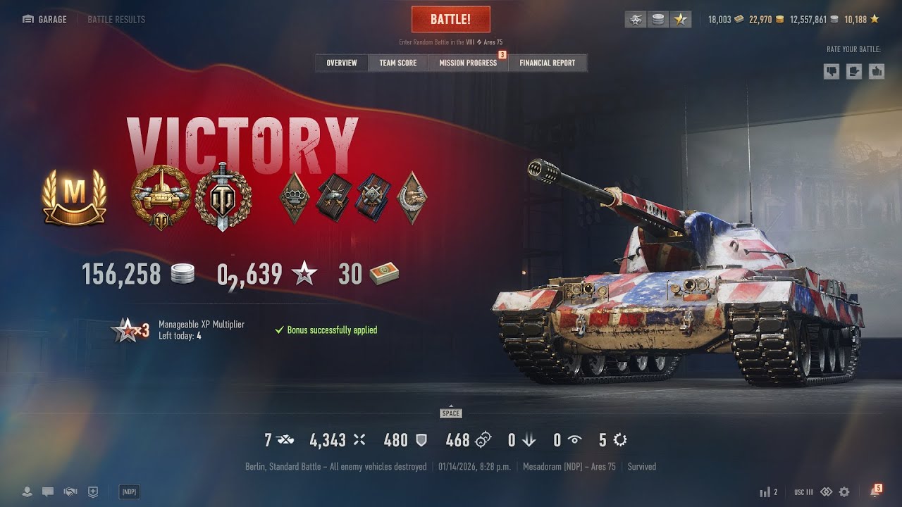 Ares 75 - Ace - Top Gun - High Caliber - 4.3k DMG - 7 Kills