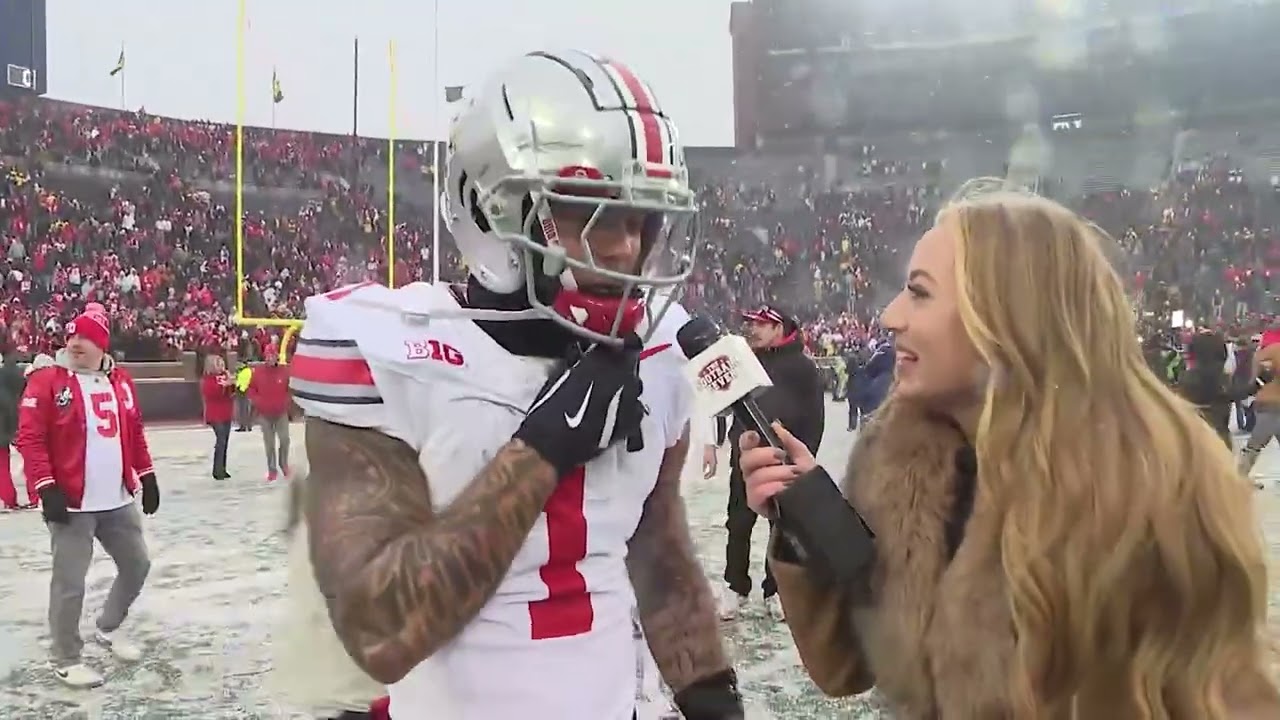 Brandon Inniss talks after the Buckeyes beat the Wolverines