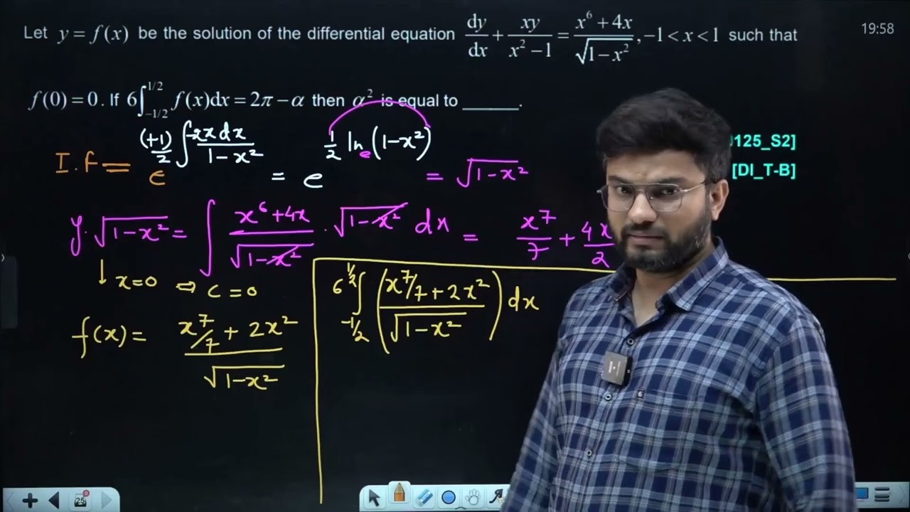 Let y = f(x) be the solution differential equation 22 JAN 2025 SHIFT-2 JEE MAIN PYQ