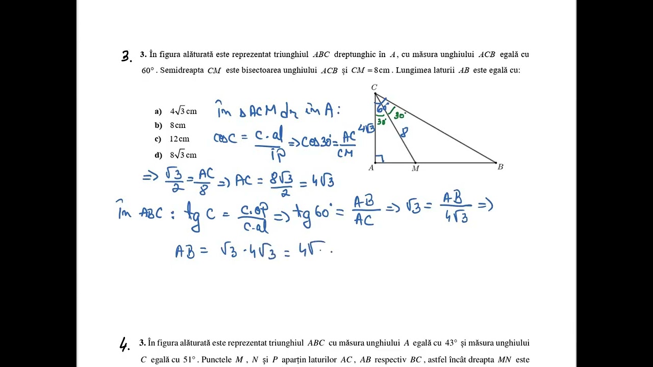 Grile subiectul 2, exercitiul 3, Evaluarea Nationala la matematica
