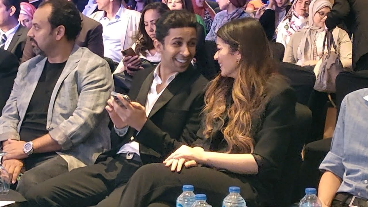 هزار ليلى احمد زاهر و هشام جمال قبل تكريمهم عن مسلسل في بيتنا روبوت ٢