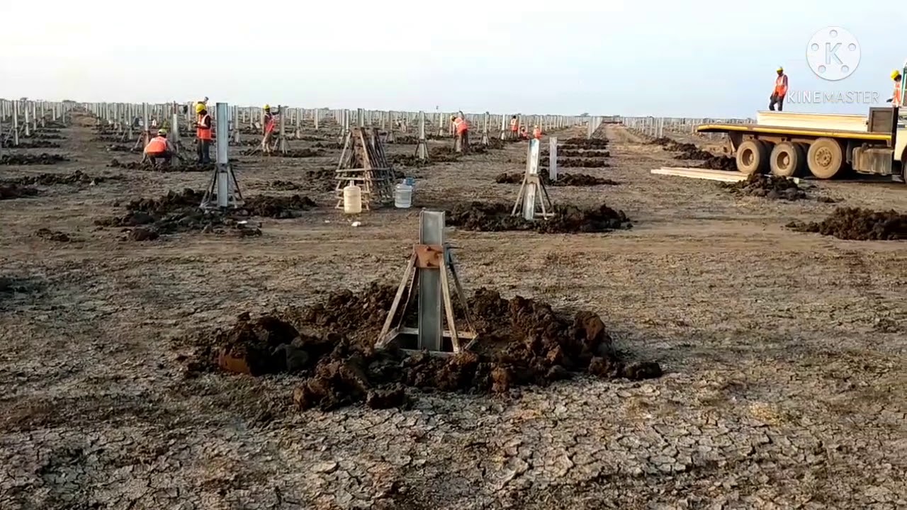 HMT tractor, solar pile work