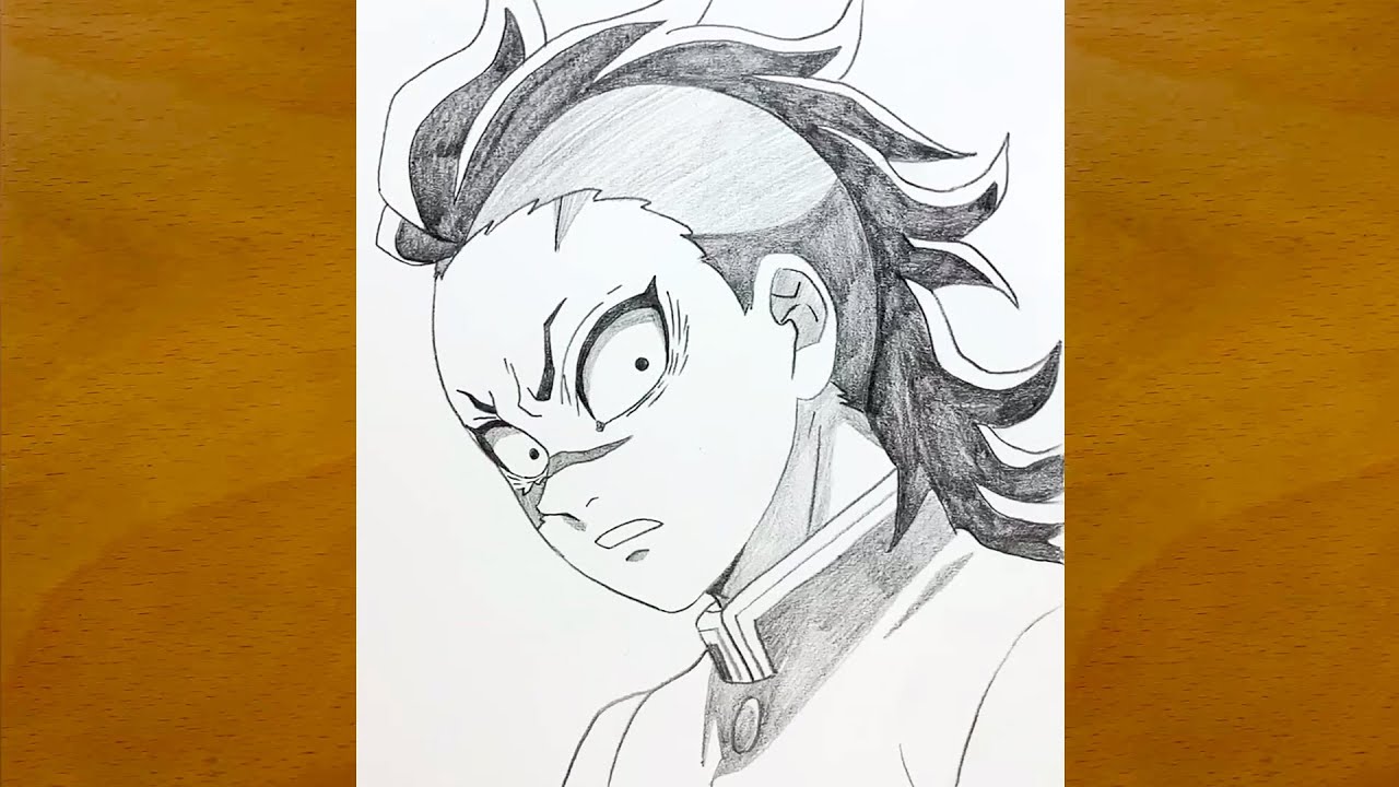 Anime sketch | How to draw Genya Shinazugawa from Demon Slayer | step by step | Easy to draw