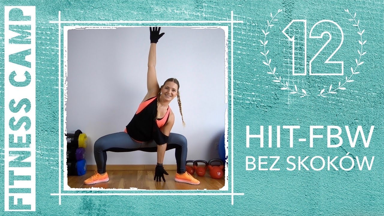 FITNESS CAMP - Dzień 12 - HIIT FULL BODY WORKOUT - BEZ SKOKÓW - trening interwałowy