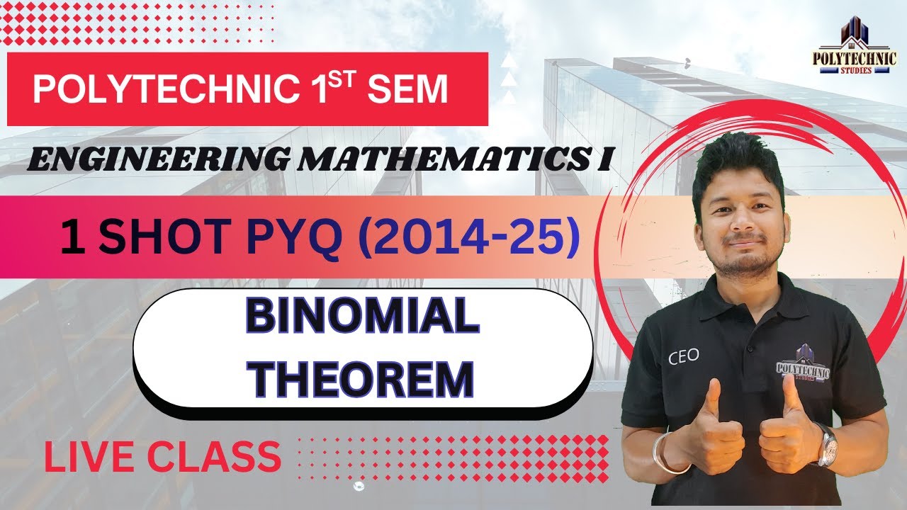 1 Shot PYQ | Mathematcs | Binomial Theorem | 1st Semester | Polytechnic Studies | RK Sir