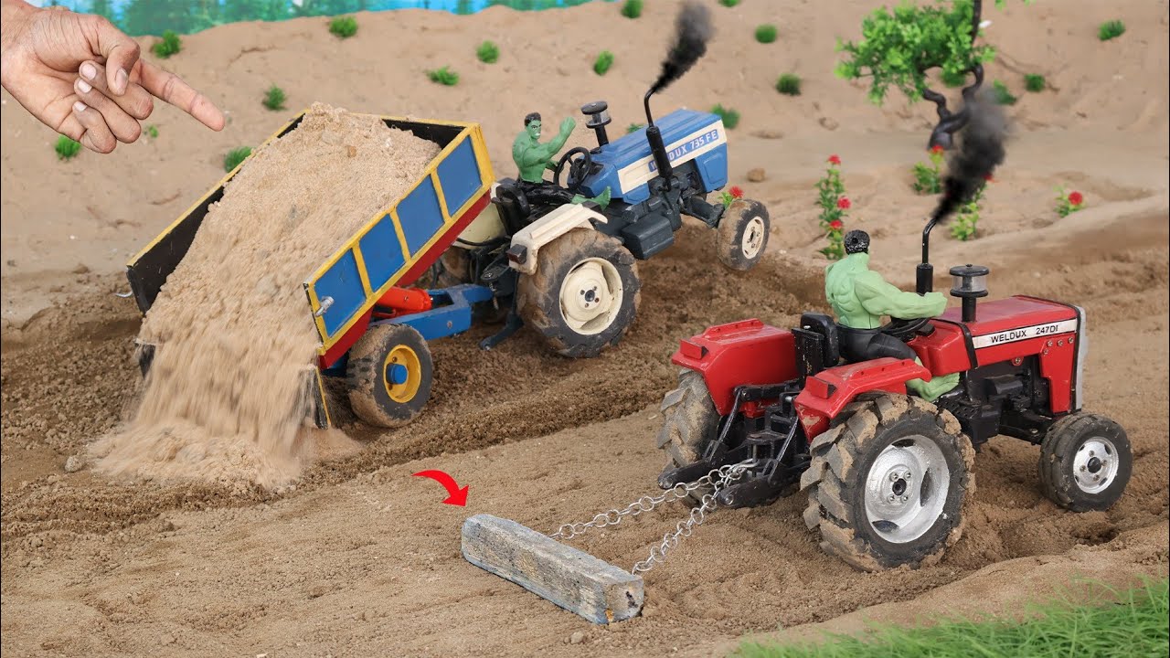 diy mini tractor trolley soil unload and farm leveling science project @Weldux