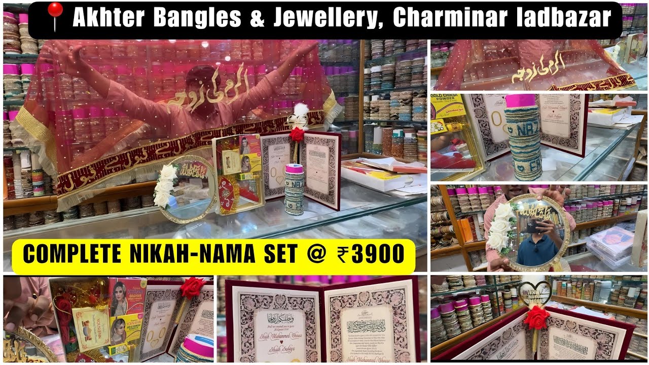 NIKAH-NAMA Set @ ₹3900 | Ghunghat, name bangles, Qubool Hai Pen, Sanchak Set, Mirror & Nikah Book |