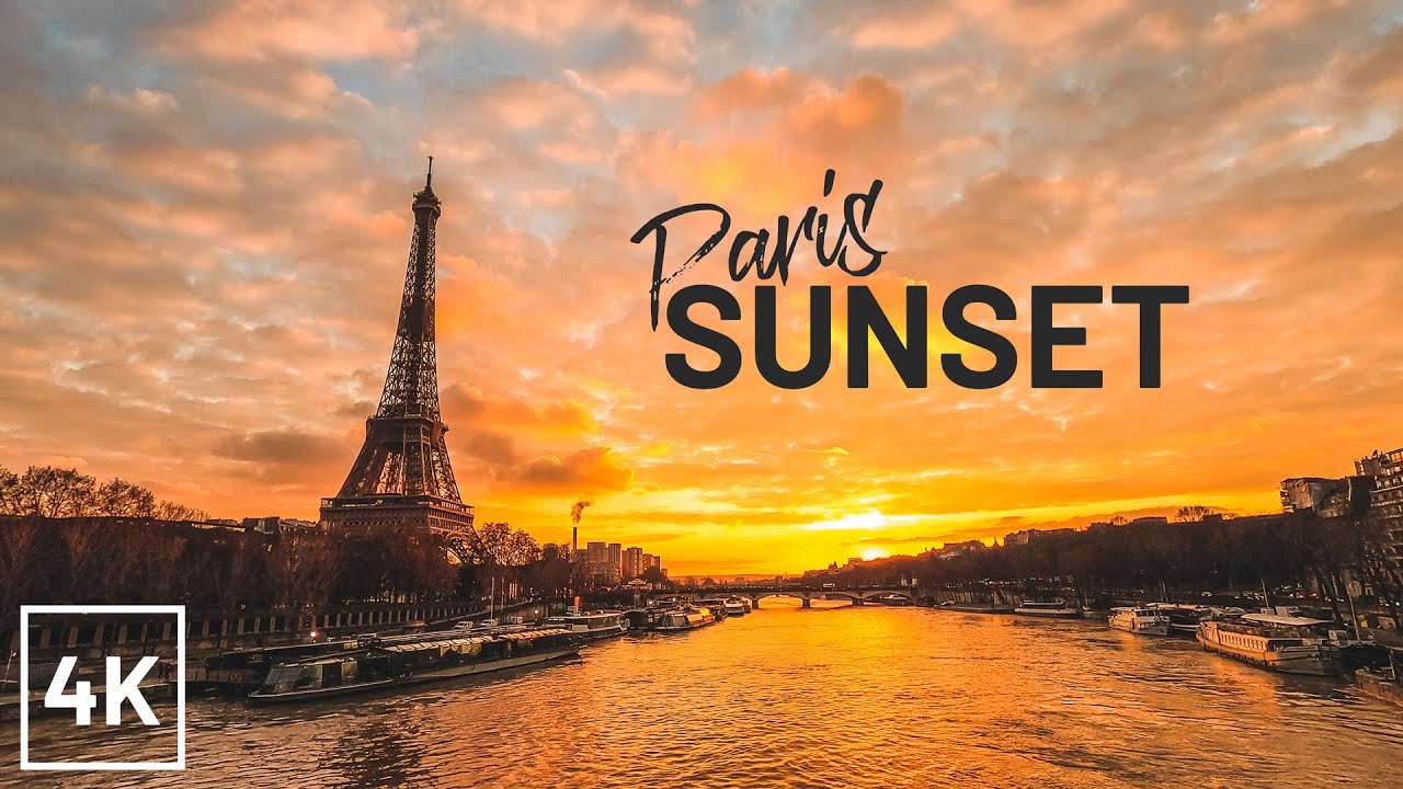 BEAUTIFUL SUNSET in PARIS - WALKING around the EIFFEL TOWER - 4K (CITY AMBIANCE)