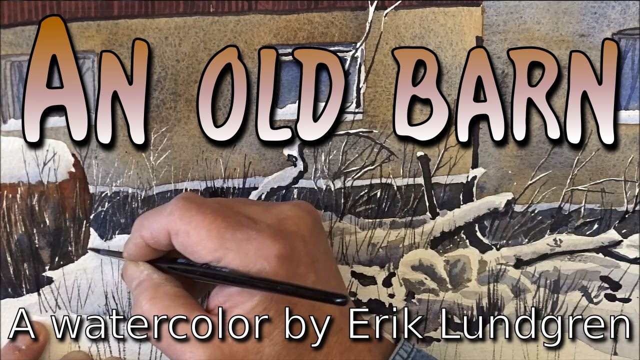 An old barn - A watercolor by Erik Lundgren