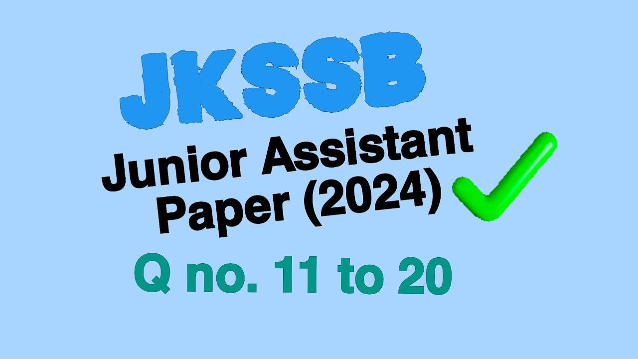 Jkssb junior assistant solved 2024 paper