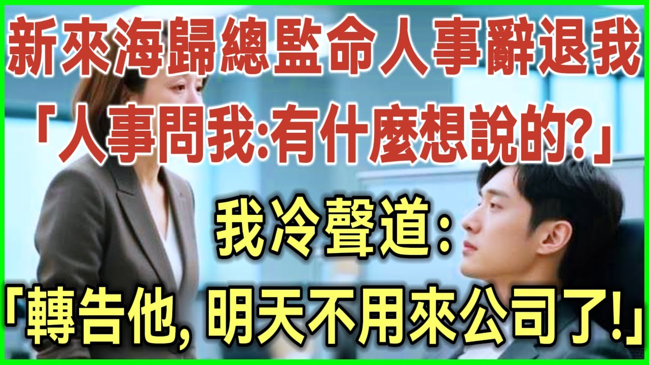 新来海归总监命人事辞退我！人事问我：有什么想说的？我冷声道：转告他，明天不用来公司了！完结爽文#为人处世#生活经验#情感故事