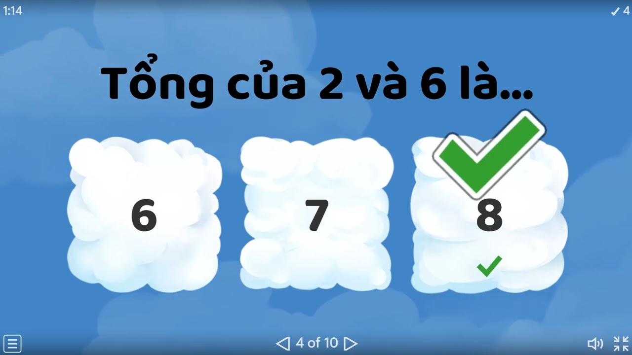 Hành trang lớp 2 - Game hay Toán học - SỐ HẠNG - TỔNG - Hoạt động trắc nghiệm tìm đáp án đúng