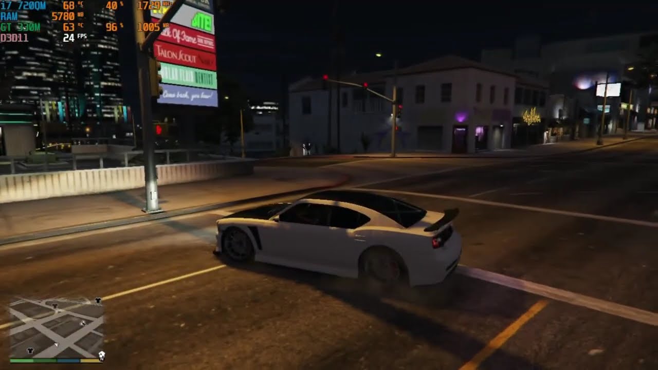 Grand Theft Auto 5 on i7 720QM and GT 330M