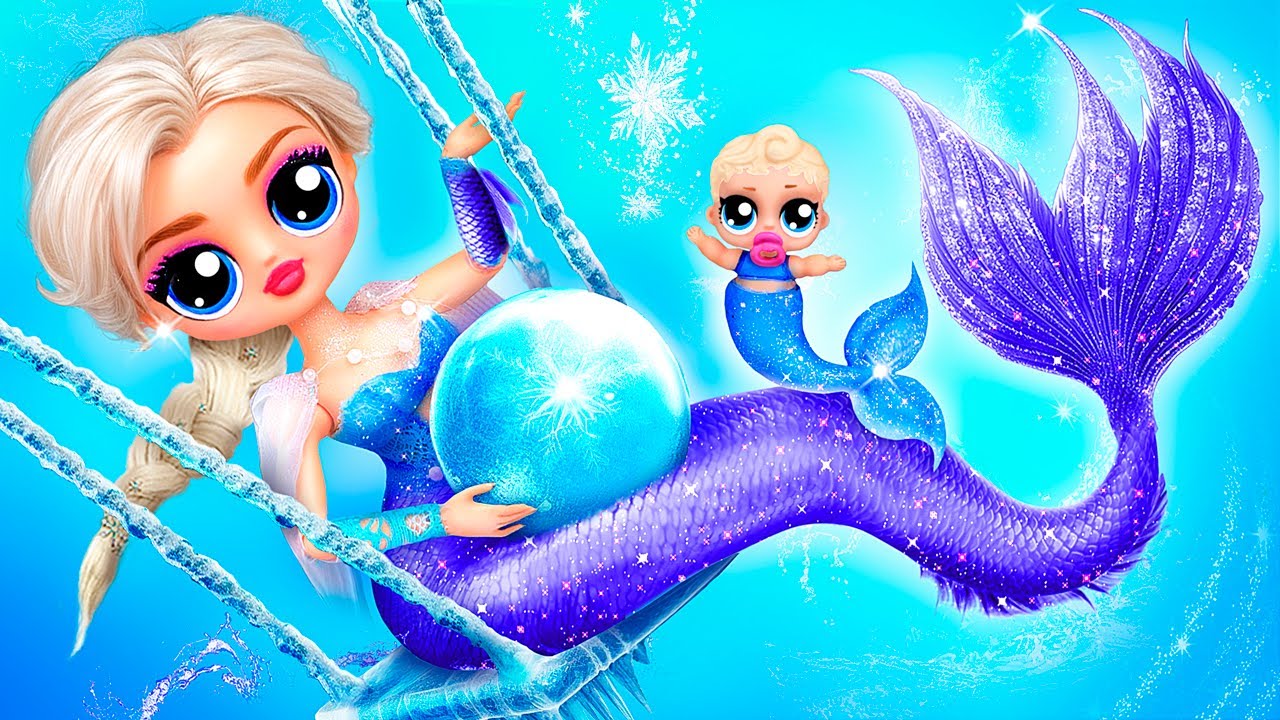 Elsa i Anna Syreny Mają Dzieci! Wyroby z Krainy Lodu Dla LOL OMG