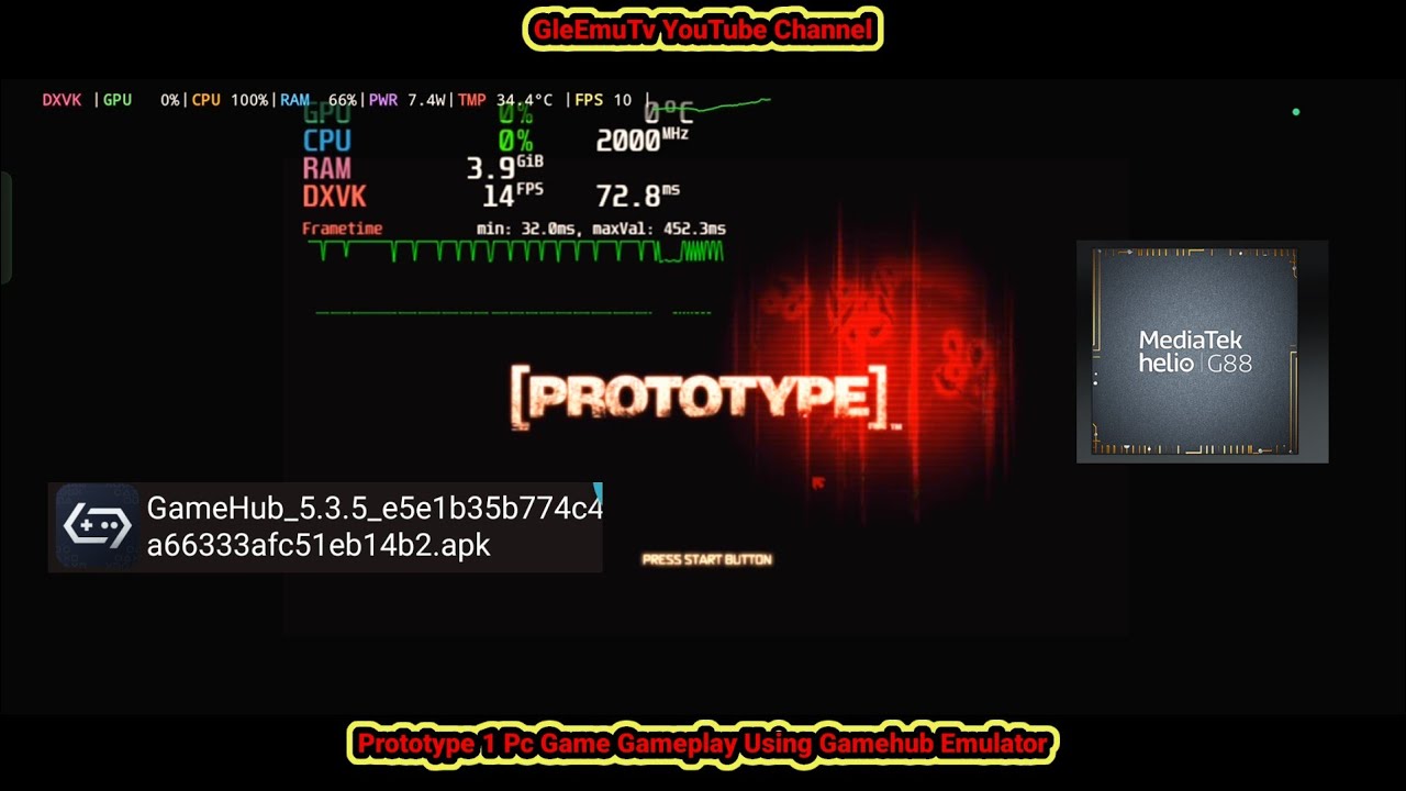 Prototype 1 Pc Game Gameplay+Settings Using Gamehub Emulator 5.3.5 Version | Helio G88 Mali Specs 