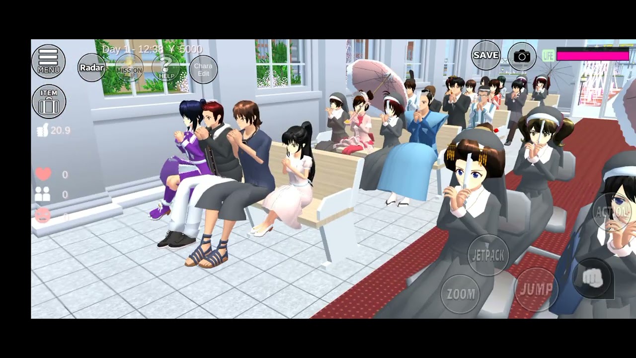 Earthquake in Sakura school simulator (clothes church ⛪)