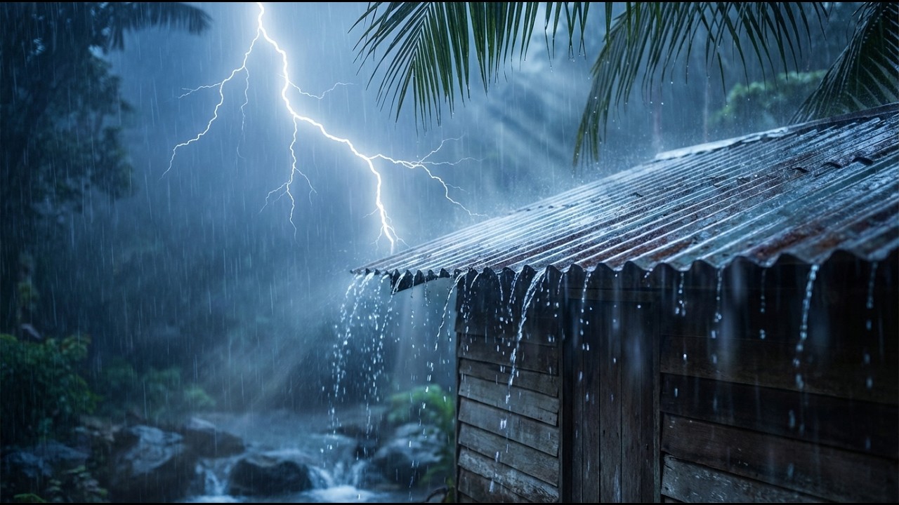 HEAVY RAIN at Night to Sleep Instantly - Study, Relax, Reduce Stress with Rain Sounds