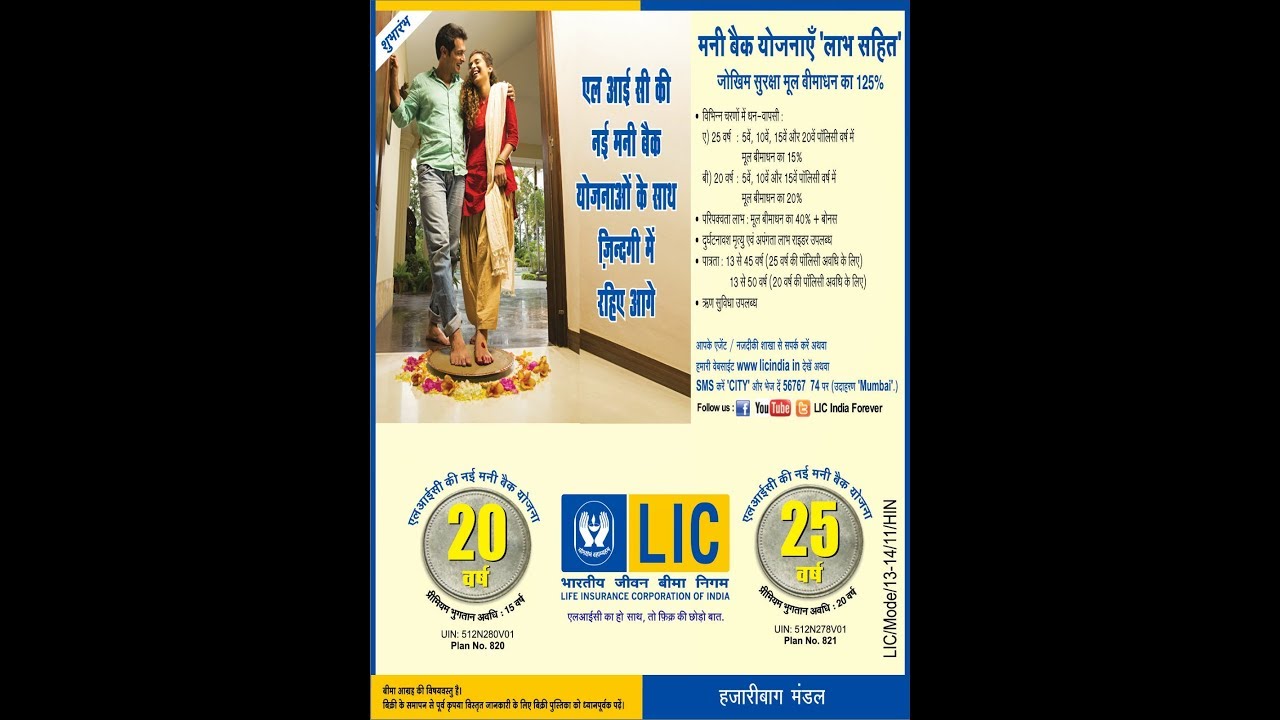Lic Money Back Plans Table no 820 & 821