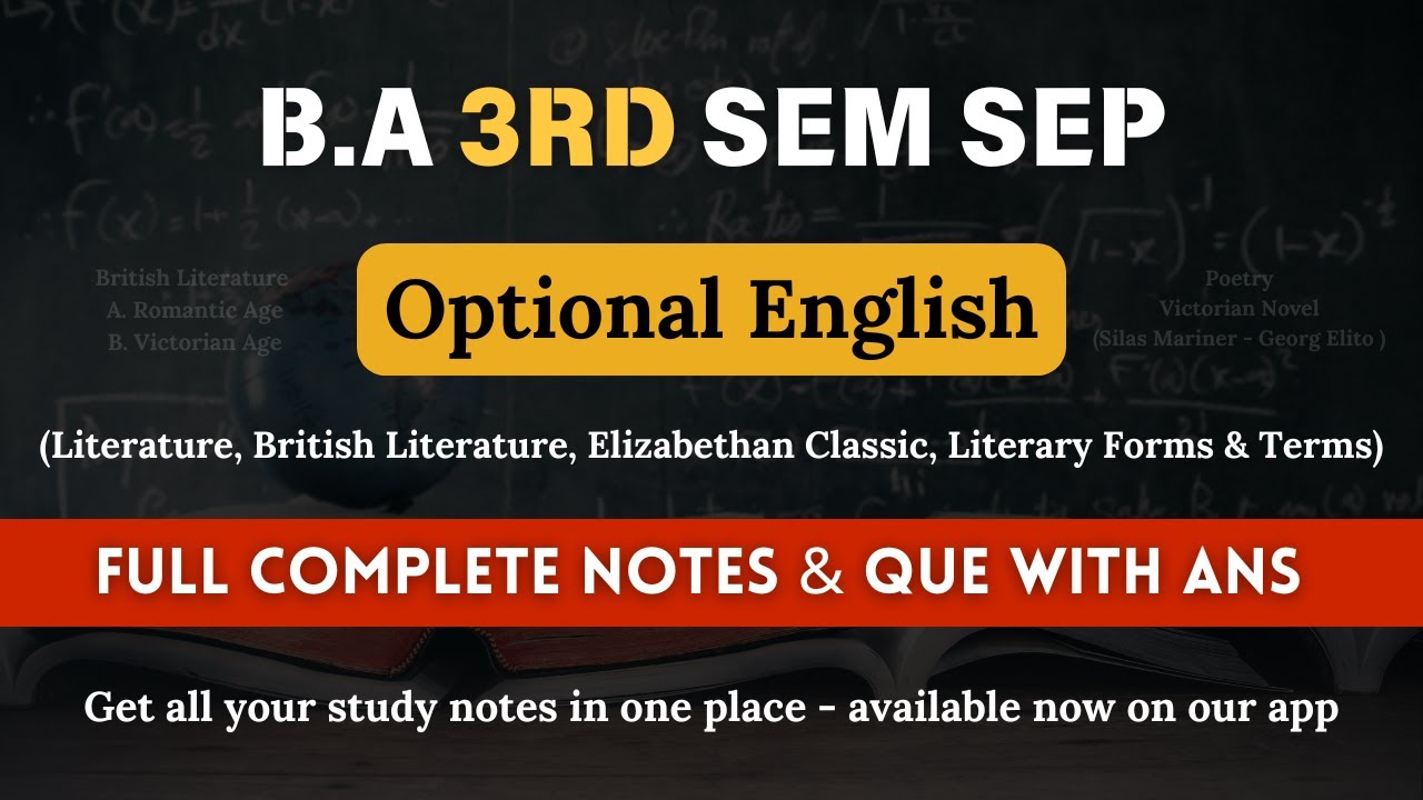 B.A. 3rd Sem SEP Optional English | Complete Notes & Important Questions with Answers