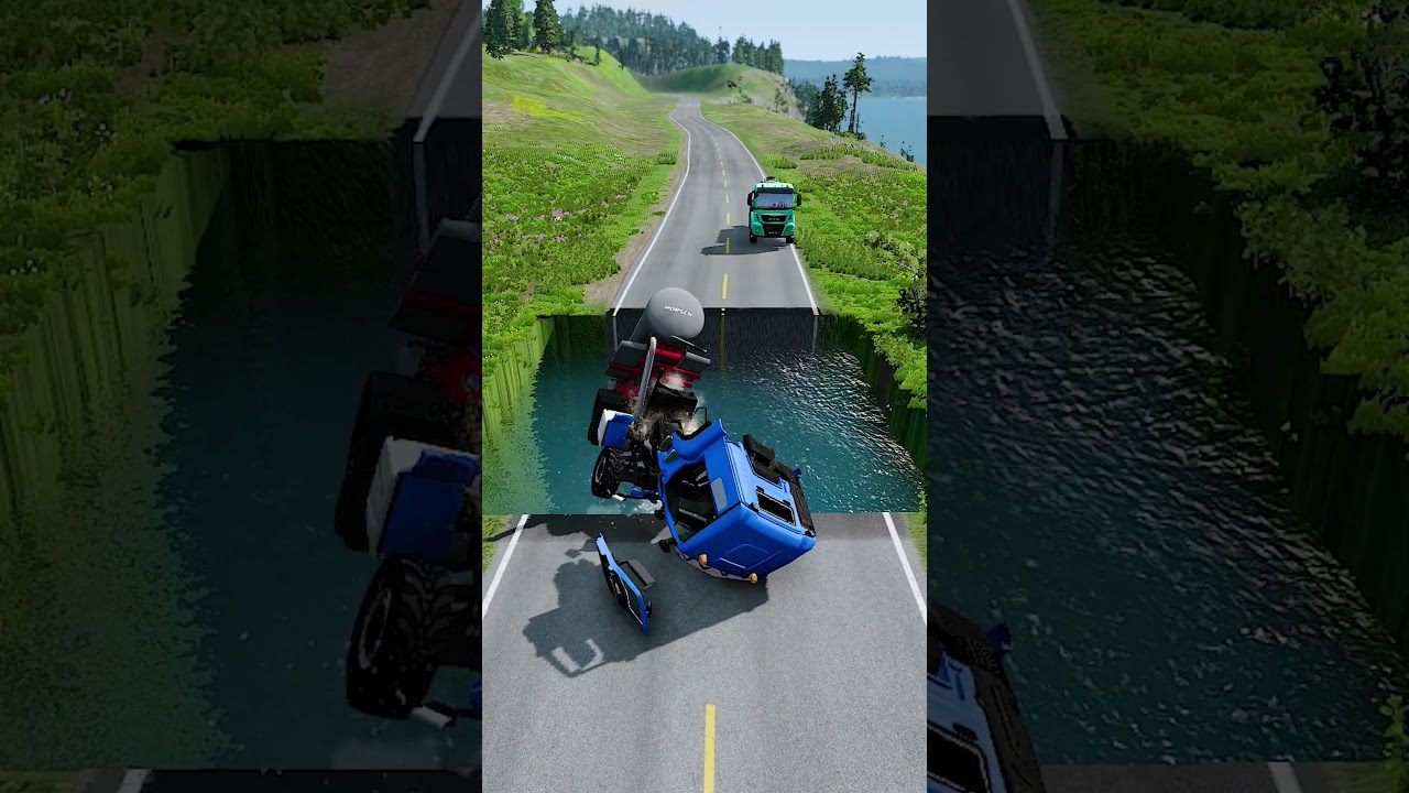 Tanker truck vs massive water pit #32 | #doublespeedbumps  #carsvswaterpit #carsvsdeepwater