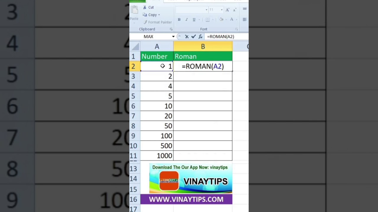 Use of ROMAN Formula in Excel #shorts #shortsvideo #excel #excelshorts #vinaytips