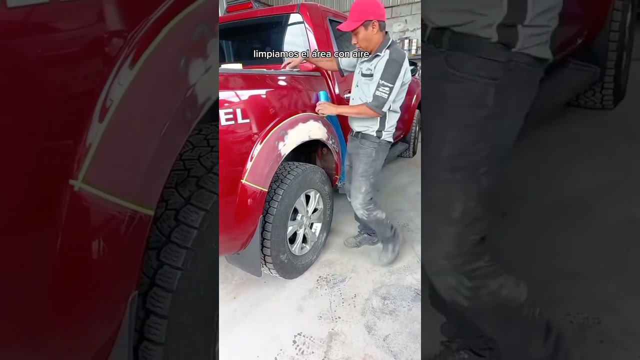 preparando para pintar un panel del veh&iacute;culo  #pinturaautomotriz