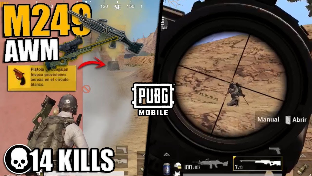 MI MEJOR PARTIDA con LAS MEJORES ARMAS de PUBG MOBILE | M249 + AWM Mira x6 | Win Solo vs Squad