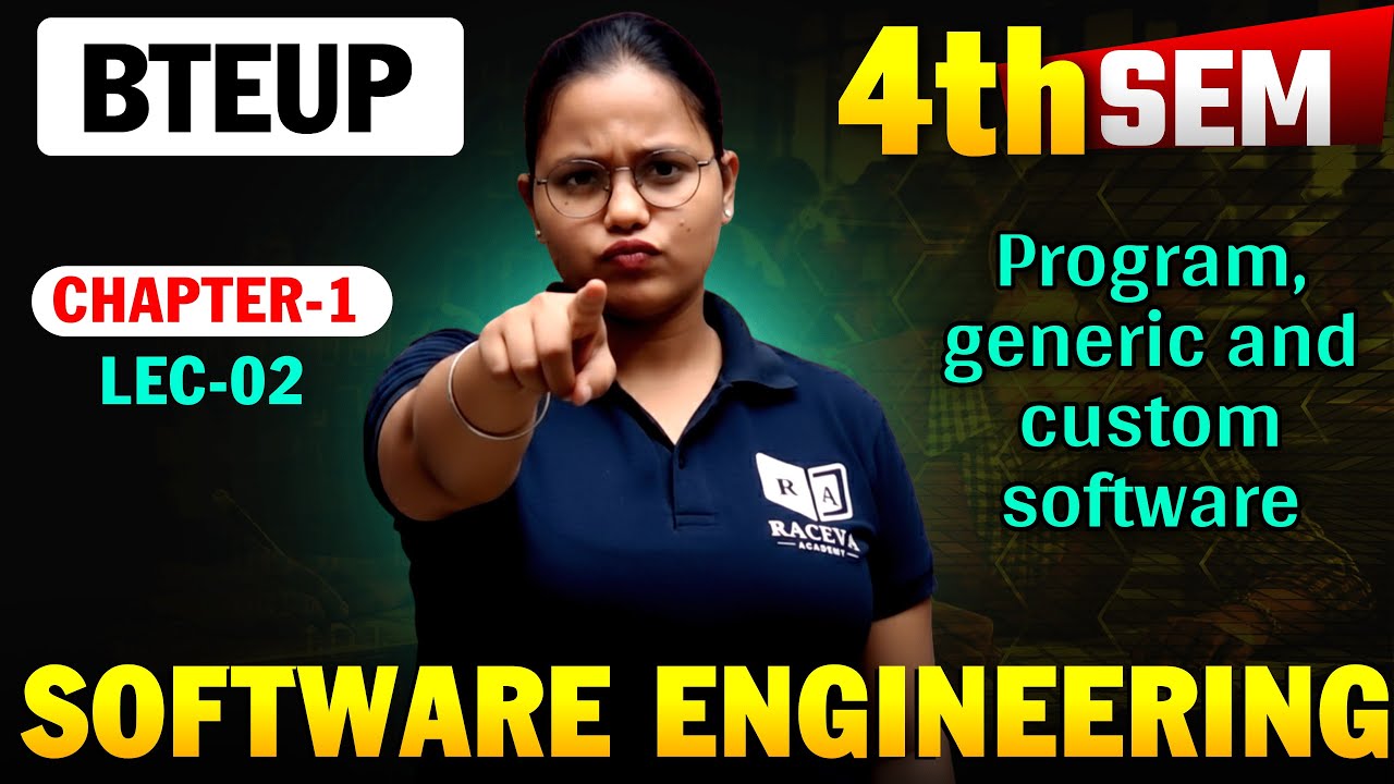 Software Engineering | Chapter 1 Lec 02 | Program, Generic & Custom Software BTEUP 4th Sem