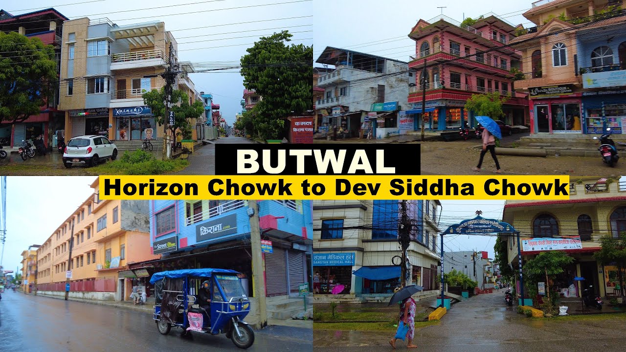 Rain Walk in BUTWAL, Rupandehi - Horizon Chowk to Dev Siddha Chowk - Virtual Walking Tour Aug 2022