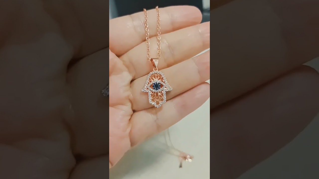 14k gold Jewelry wholesale stainless steel zircon hamsa hand evil eye pendant necklace for women
