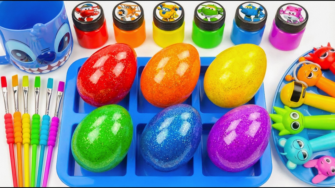 Satisfying Video l DIY How To Make DIY 6 Glitrer Eggs SPRUNKI Candy Lollipop Labubu Paint Color ASMR