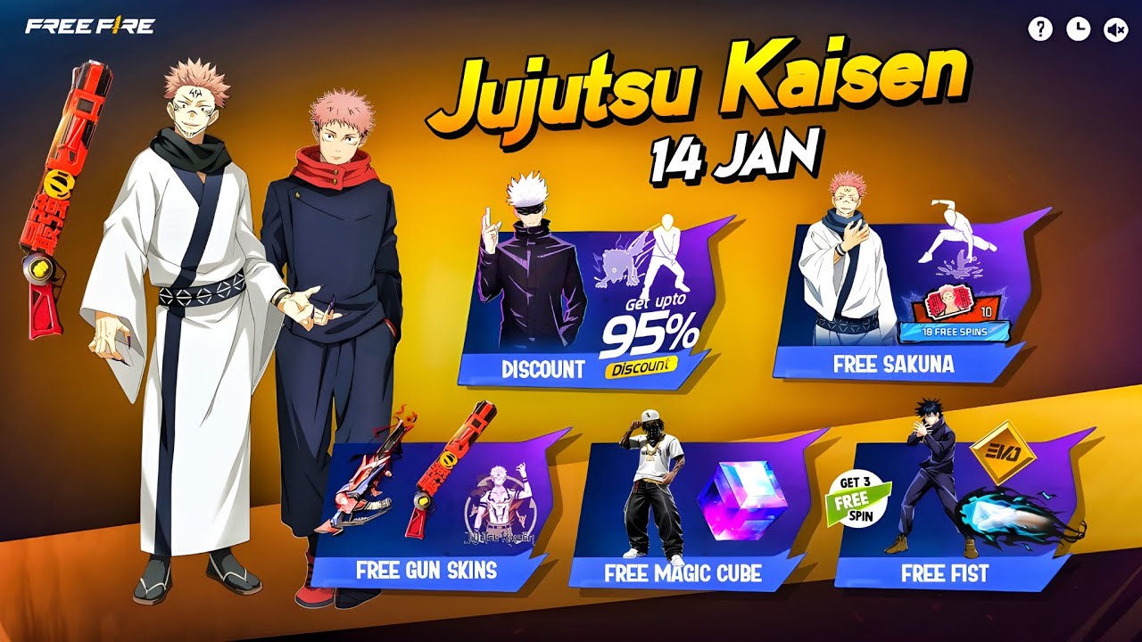 Free Fire X Jujutsu Kaisen 💥 Free Sukuna Bundle 🥳🤯| free fire new event | ff new event| new event ff