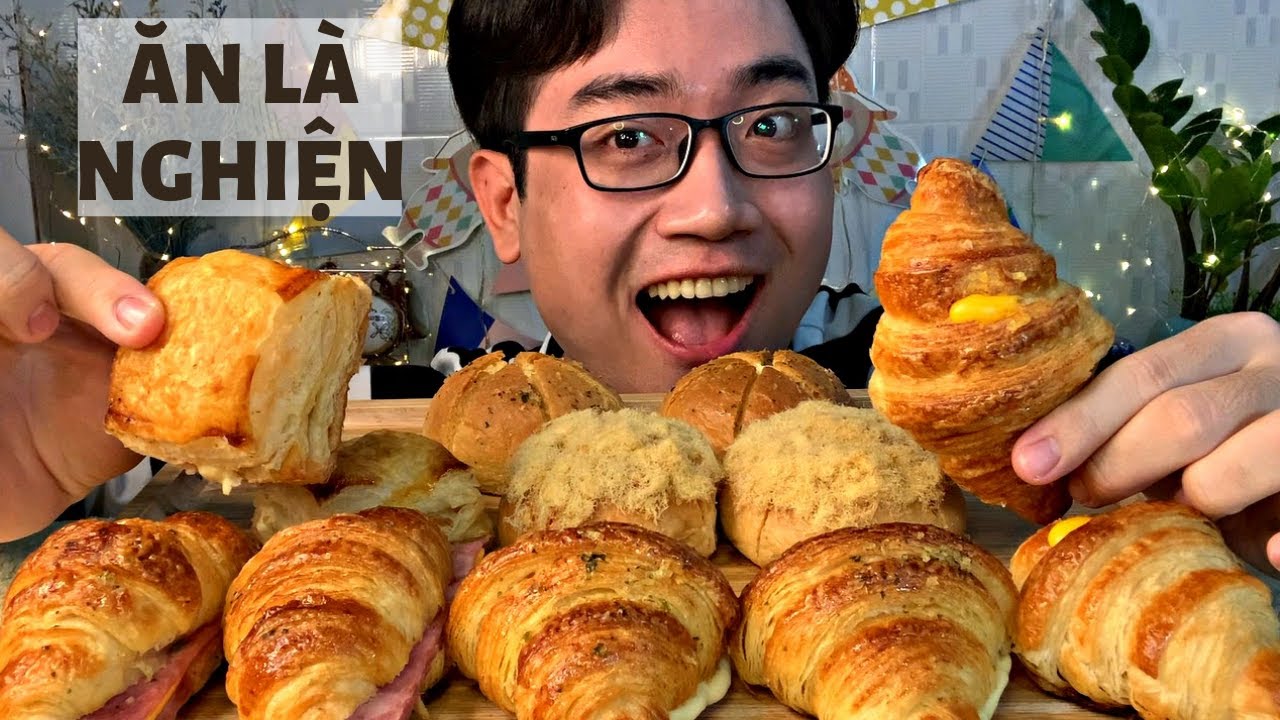 Ăn Bánh Nướng Chập 2 Với Bánh Sừng Bò (Croissants) +Bánh Mì Kim Sa + Bánh Táo Nướng + Bánh Mì Bơ Tỏi