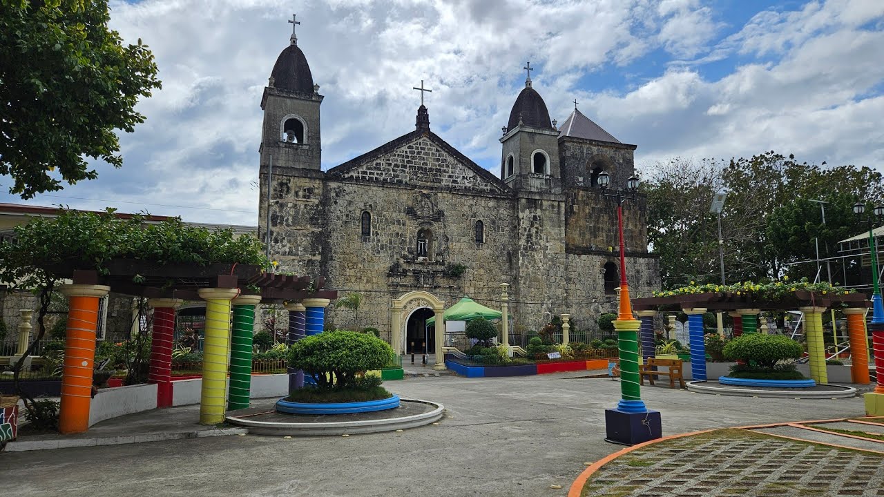 Tigbauan Plaza & the old, historic, heritage St. John de Sahagun Church in Tigbauan, Iloilo, Panay
