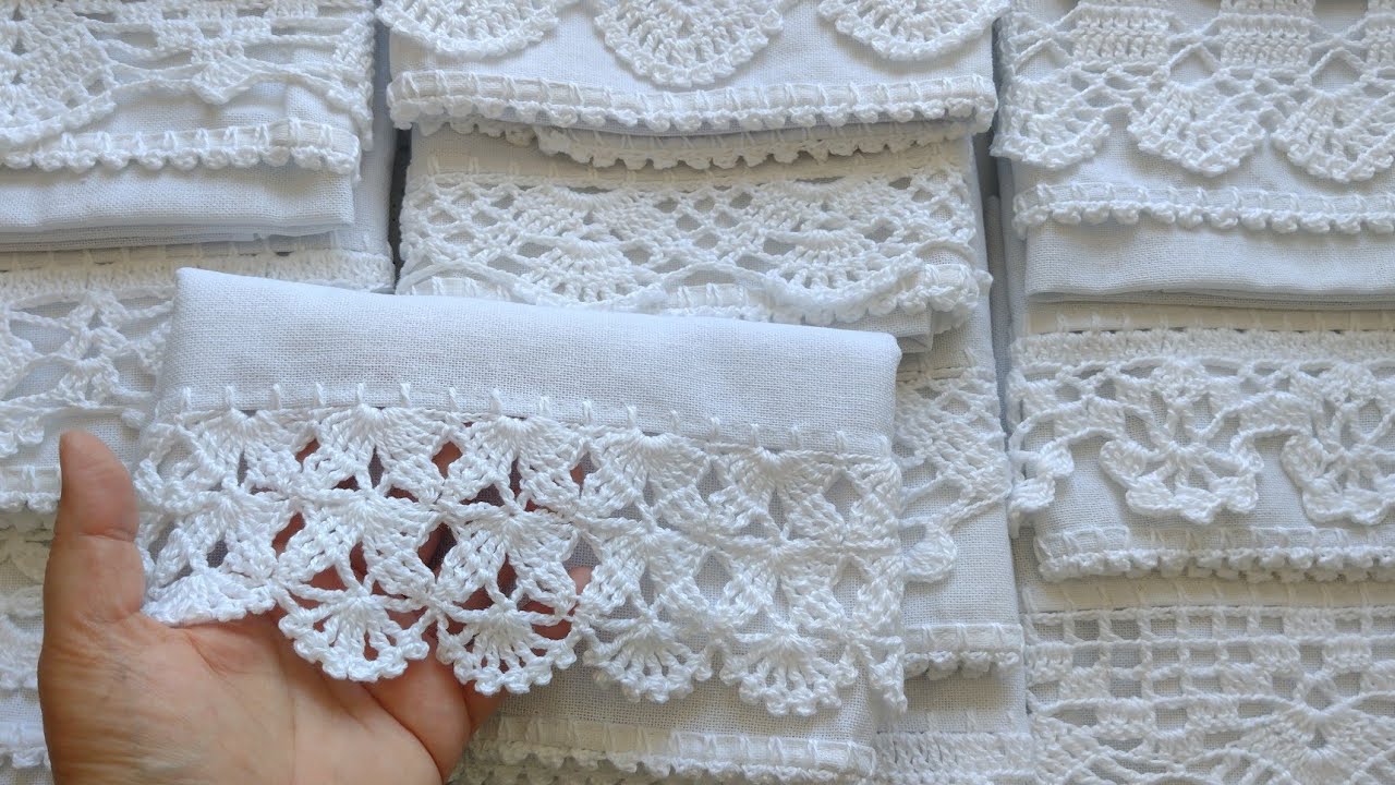 VEM VER MAIS UMA MEGA PRODUÇÃO DE PANOS DE PRATO EM BRANCO COM BARRADOS DE CROCHÊ TUDO BRANQUINHO