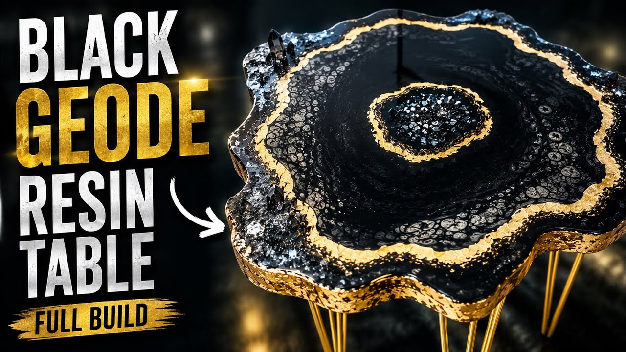 I Turned Plywood Into a Luxury Black & Gold Resin Geode Table
