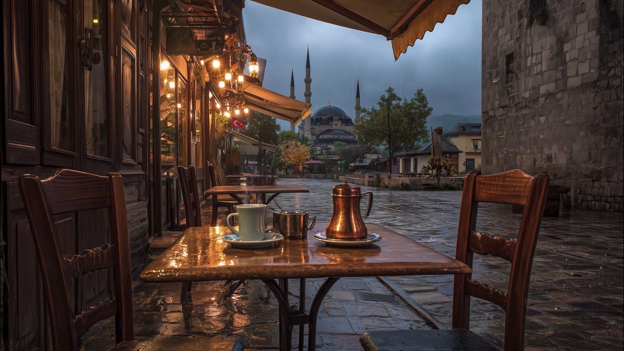 Rainy Istanbul Old Town - Relaxing Turkish Music 4K