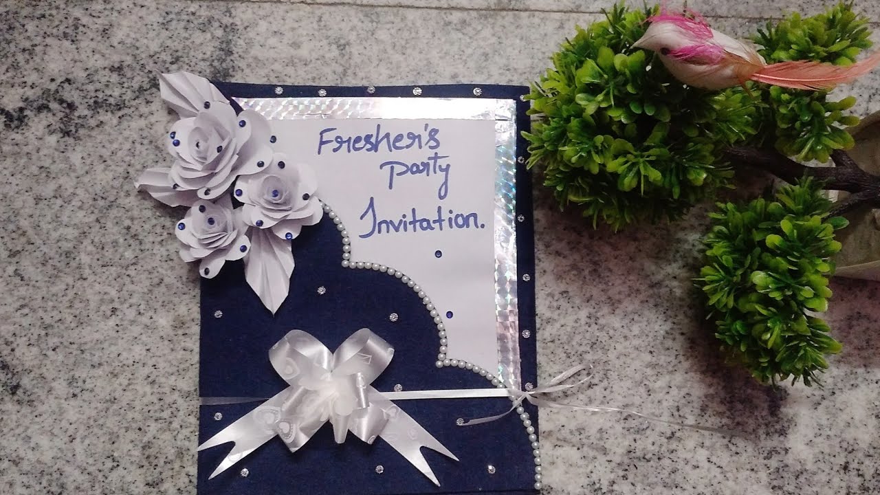 🥳Freshers party invitation card making| handmade invitation